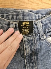 FUBU Boys Size 6 Blue Bermuda Denim Shorts 55 Ramie 45 Cotton Flat Front