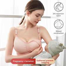 Plus Size Seamless Nursing Bra Breathable Maternity Breastfeeding Soft Support