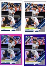 OZZIE ALBIES 2019 DONRUSS LOT OF 4! PURPLE & PINK HOLO! VARIATION & BASE 156