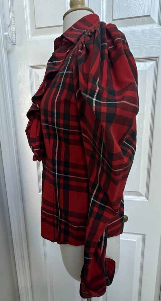 Vintage Ralph Lauren Rugby Rare SZ 4 Tartan Edwardian Flannel Blouse FLAWLESS - Image 4 of 4