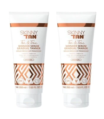 2 x Skinny Tan - Tan & Tone Wonder Serum Gradual Tanner (2x200ml Tubes) - New