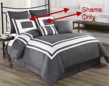1 Lux Color Block Pillow Sham Gray White 20" x 36" King NEW