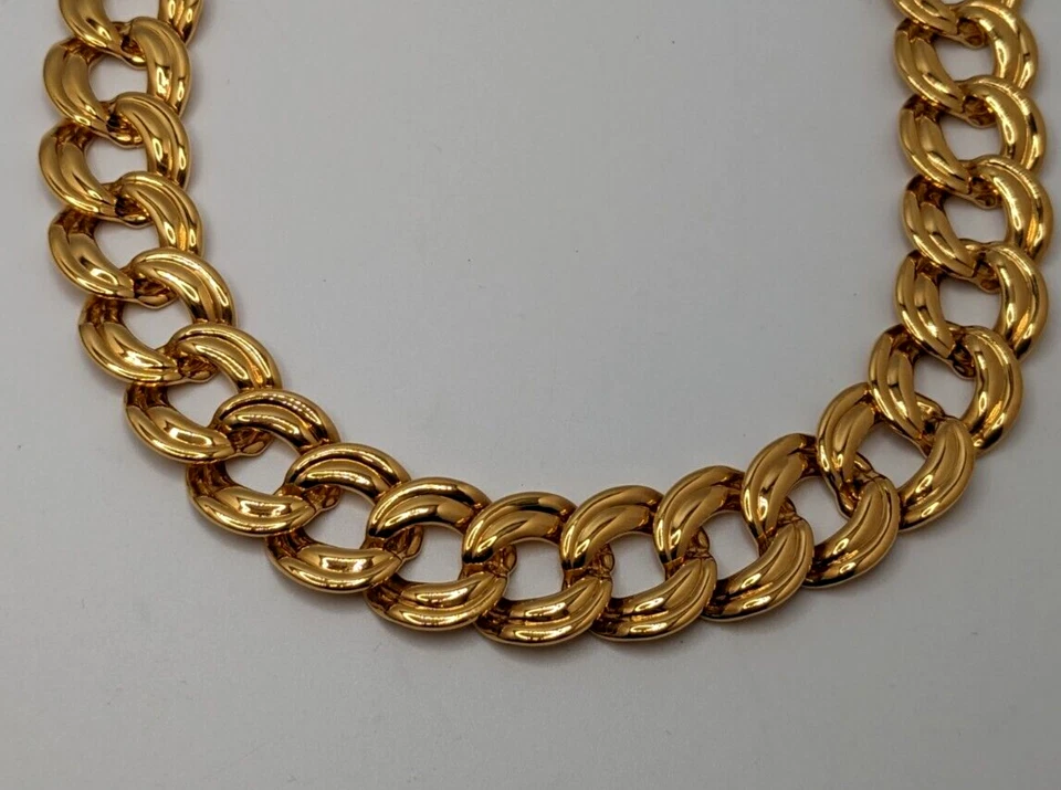 Collar Gargantilla Vintage Años 90 Napier Tono Oro 7/8" Ancho Cadena 18" Largo Moda Foto 3 de 4