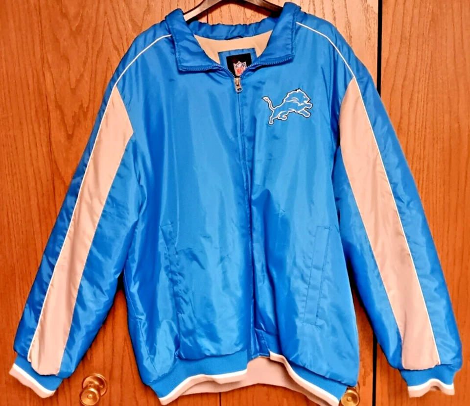 Vintage Detroit Lions Honolulu Blue NFL Winter Coat XXXL With Zip On Hood - Image 2 of 4