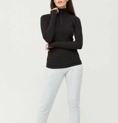 V by Very Athleisure Quarter Zip Long Sleeve Top Black Size Small