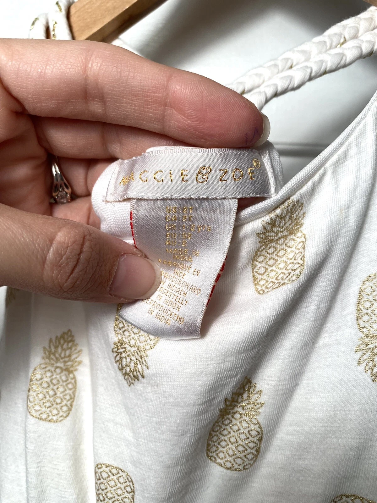 OFF WHITE Abito bambina tg 2T bianco sporco oro stampa ananas Maggie & Zoe us intime ottimeioni condizio