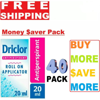 DRICLOR ROLL ON APPLICATOR ANTITRANSPIRANT 20ml Pack of 40-EXP-12/2028