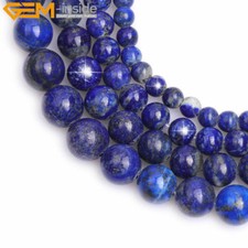 Wholesale Natural Blue Lapis Lazuli Beads Round For Jewelry Making Strand 15"