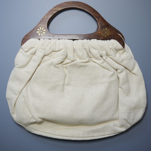 Charlotte Russe Beaded Wood Handle Woven Clutch Purse Handbag Boho Hippie Summer - 第 3/6 張圖片