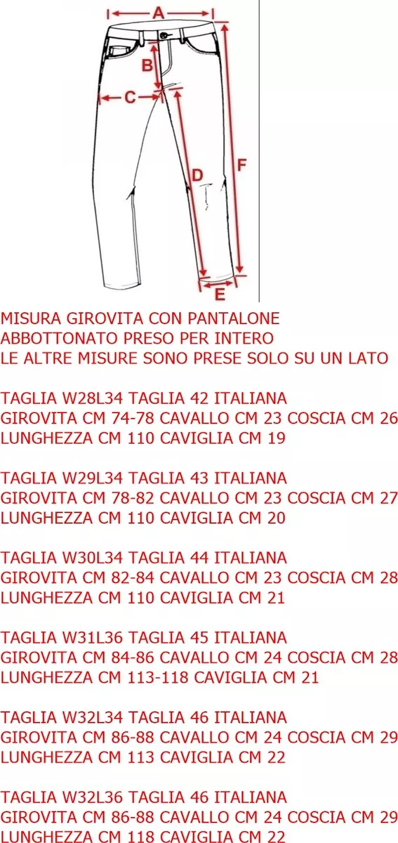 W30 l32 taglia italiana sale