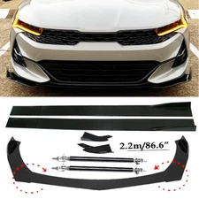 Front Bumper Lip Spoiler+86.6" Side Skirt Body Kit Glossy For Kia Soul