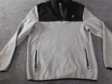 Fila Mens Sweatshirt Medium Gray pullover 1/4 zip logo classic