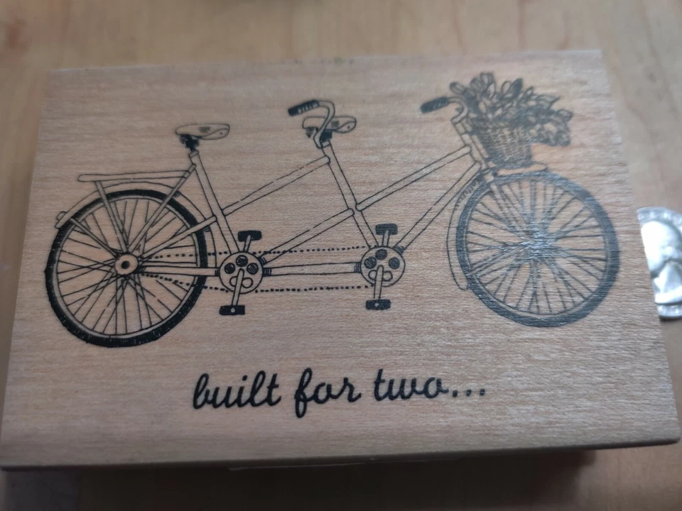 Inkadinkado Built for two Bike Rubber Stamp Wood Mounted.New - Image 2 of 4