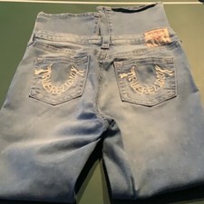True Religion Jeans Womens 33X32 Mid Rise Bootcut Becca Blue Light Wash Stretch