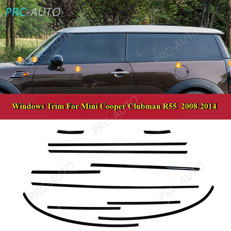 Para Mini Cooper Clubman R55 2 puertas 2008-14 Negro Ventanas Alféizar Moldura Tira Borde Foto 2 de 4