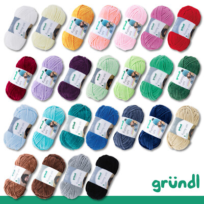 Gründl 100 g Funny Uni Chenillegarn Kuschelgarn Wolle Garn Stricken 25 Farben
