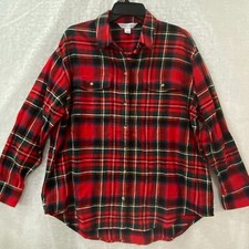 Old Navy Shirt Men's L Flannel Tartan Plaid Red Long Sleeve Button Down NEW