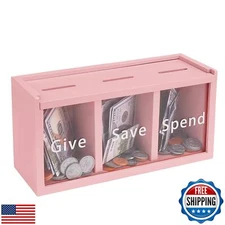 Mczxon Spend Save Give Piggy Bank for Kids, Money Coin Savings Piggy Bank Jar