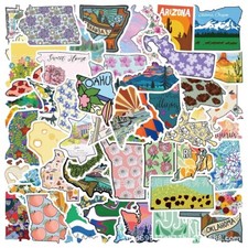 55 Pcs States Map Sticker Pack, Country Map Sticker Pack, Travel Sticker Pack