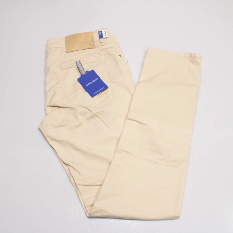 Jacob Cohen NWT 5 Pocket Jean Cut Pants Size 36 US In Solid Beige Cotton Blend - Image 3 of 4