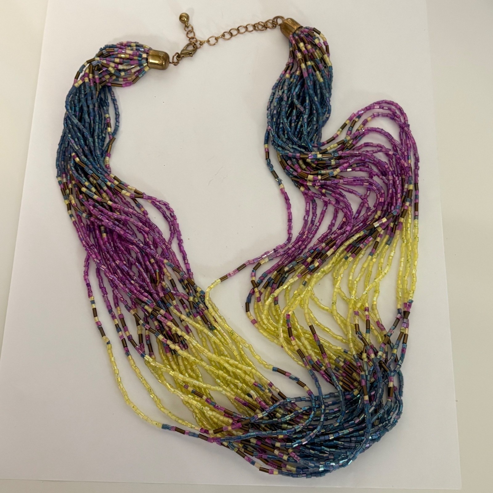 Multistrand Glass Seed Bead Statement Necklace Bo… - image 4