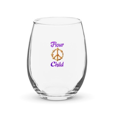 ''Flour Child'' Wine glass Baking Bread Baker Bakery Grains Peace Cook