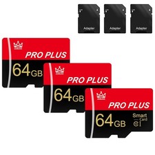 3 Pack Memory Card 64GB with Adapter, High Speed TF Card, UHS-I C10 A1 Memory...