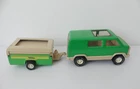 Vintage Tonka Green Van Truck w/Pop Up Camper 1970’s Pressed Steel USA Toy