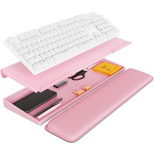 Computer Keyboard Stand with Storage Box, Keyboard Riser Wrist Rest for
