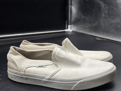 Vans Shoes Womens Size 8 White Classic Slip-On Canvas Casual Sneakers Stained
