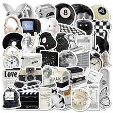 Sticker Set: 10/20/60pcs Aesthetic Black White Cute for Laptop Phone
