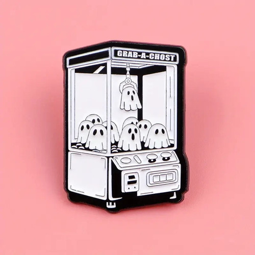GLOW IN THE DARK GRAB A GHOST Enamel Pin Badge Brooch FunnY Accessories Gift - Picture 3 of 6