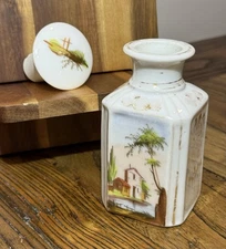 Antique Old Paris Style Porcelain Cologne Bottle – River & Sailboat 5.5”