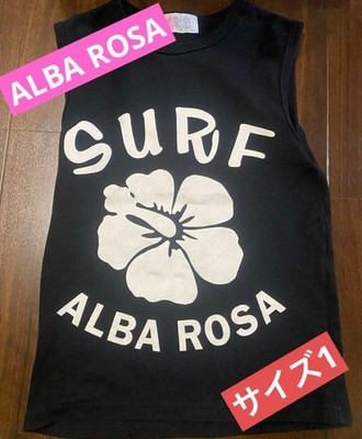 Alba Rosa Hibiscus Logo Tank Top Black Sleeveless Gal Style Free Size Japan