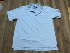 Cotton Traders Polo Men's Size Large Blue White Short Sleeve Striped Casual