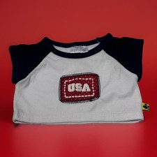 Build A Bear Rare USA Flag Patriotic Top Shirt Red White Blue Star Teddy Clothes