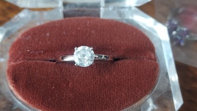 1 Carat Single Stone CZ Rhodium Classic Solitaire Ring