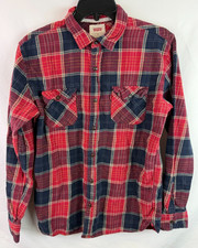 Levi's Red Blue Plaid Flanned Button Up Shirt Men's Size Medium