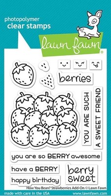 Lawn Fawn, clear stamp, how you bean? strawberries add-on