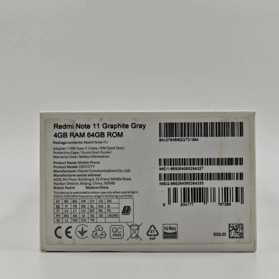 Xiaomi Redmi Note 11 Smartphone - Grigio Grafite, 4GB RAM, 64GB - 2201117TY - Immagine 3 di 4