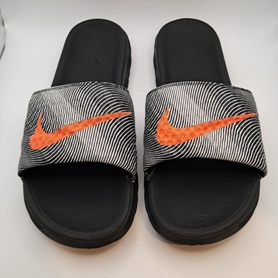 Nike Benassi Solarsoft Slide 2 Soccer Rare HTF Optic BW Pattern Orange Mens 11