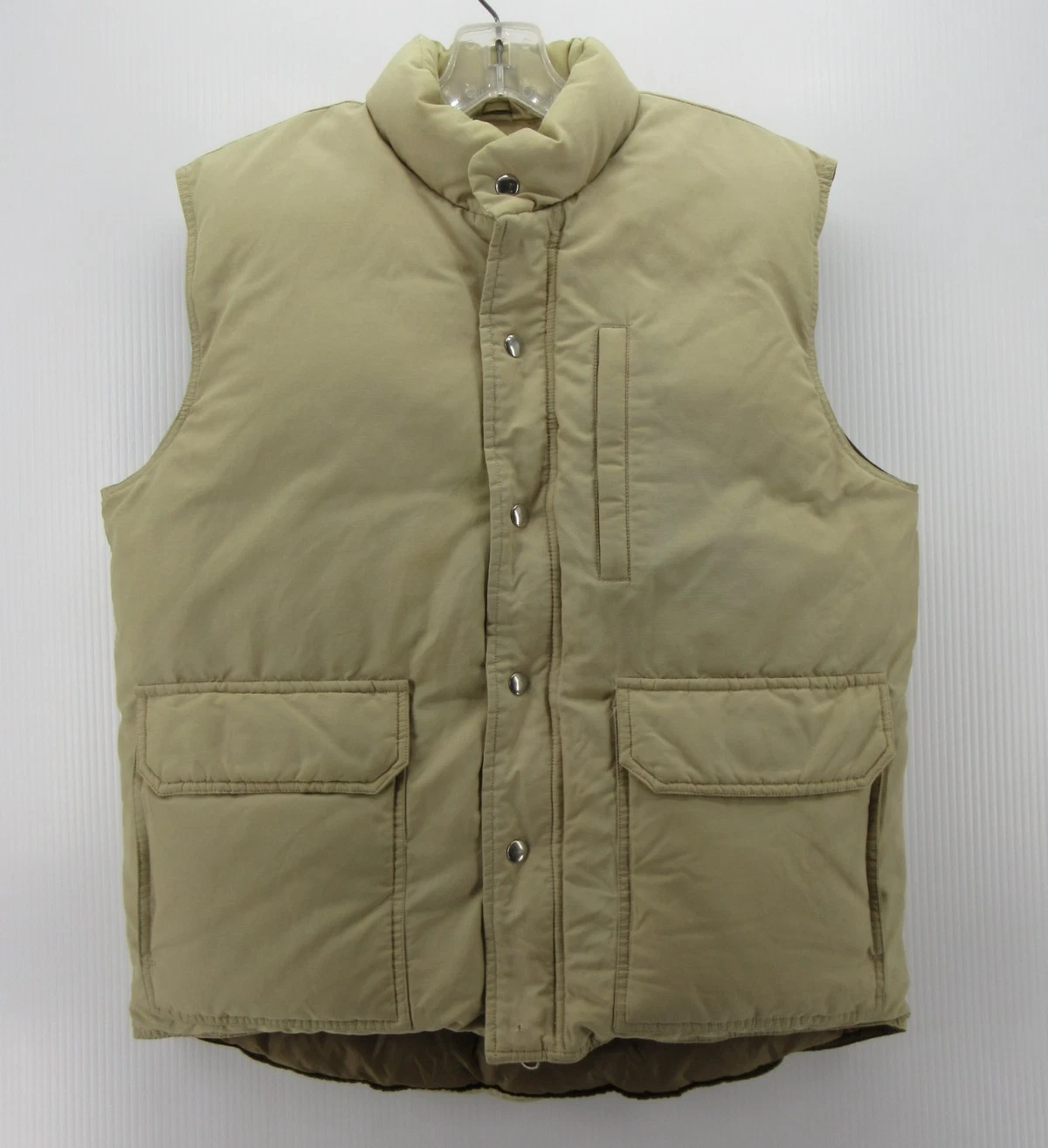 VINTAGE Orvis Vest Men Medium Beige Goose Down Puffer Coat Insulated Hiking 90s*