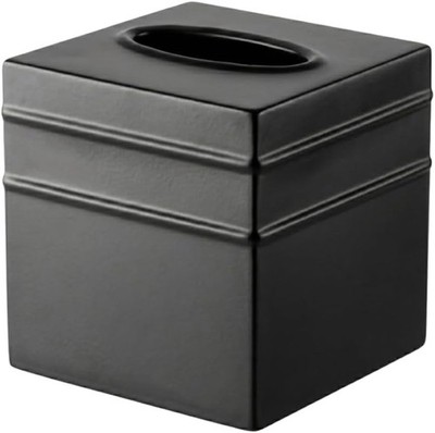 Tissue Cover Square   Handcrafted Border Embossed Black Metal Tissue Holder f...