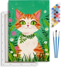 Framed Paint by Numbers Kit for Adults Beginner & Kids Ages 8-12, Cat Paint by N