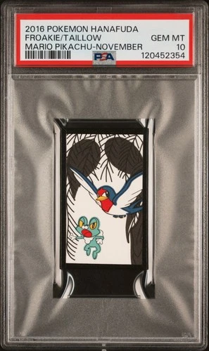 2016 POKEMON HANAFUDA MARIO PIKACHU NOVEMBER FROAKIE/TAILLOW PSA 10