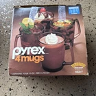 Pyrex Fireside 4 mugs amber 11oz mugs 1400-F Drinkware by Corning w/ Box Vintage