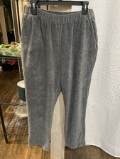 Lands' End Gray Petite Women's Pants Solid Elastic Waist Medium