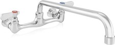 Commercial Sink Faucet, 8" Center Wall Mount No Lead Faucet, 14" Swivel Spout