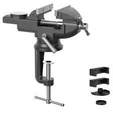 Portable Vise Clamp On Vice for Workbench- 3 Inch Rotate 360°Bench Clamp Swiv...