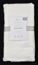 Pottery Barn Kids Baby Belgian Linen Flax Crib Skirt Soft White 16" Drop NEW